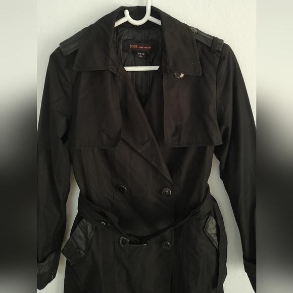 Double Breasted Trench Coat (Black) - Picture 7 of 14